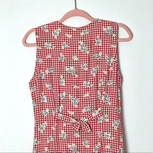 Vintage cottagecore sleeveless V neck 100% rayon midi dress Made in USA coastal - Picture 5 of 8